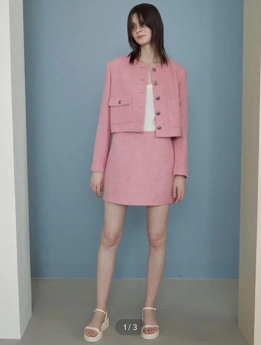 조이그라슨 Pink Tweed Mini Skirt